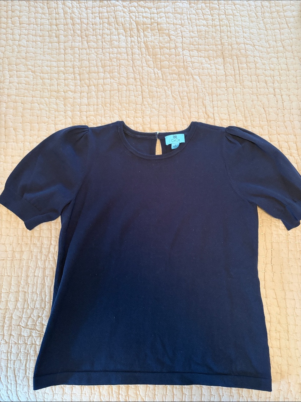 CeCe Navy Crewneck Knit Top